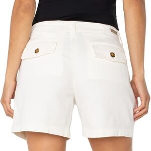 Pleated Trouser Shorts, Soft white, tab button, belt loops , side/back pockets